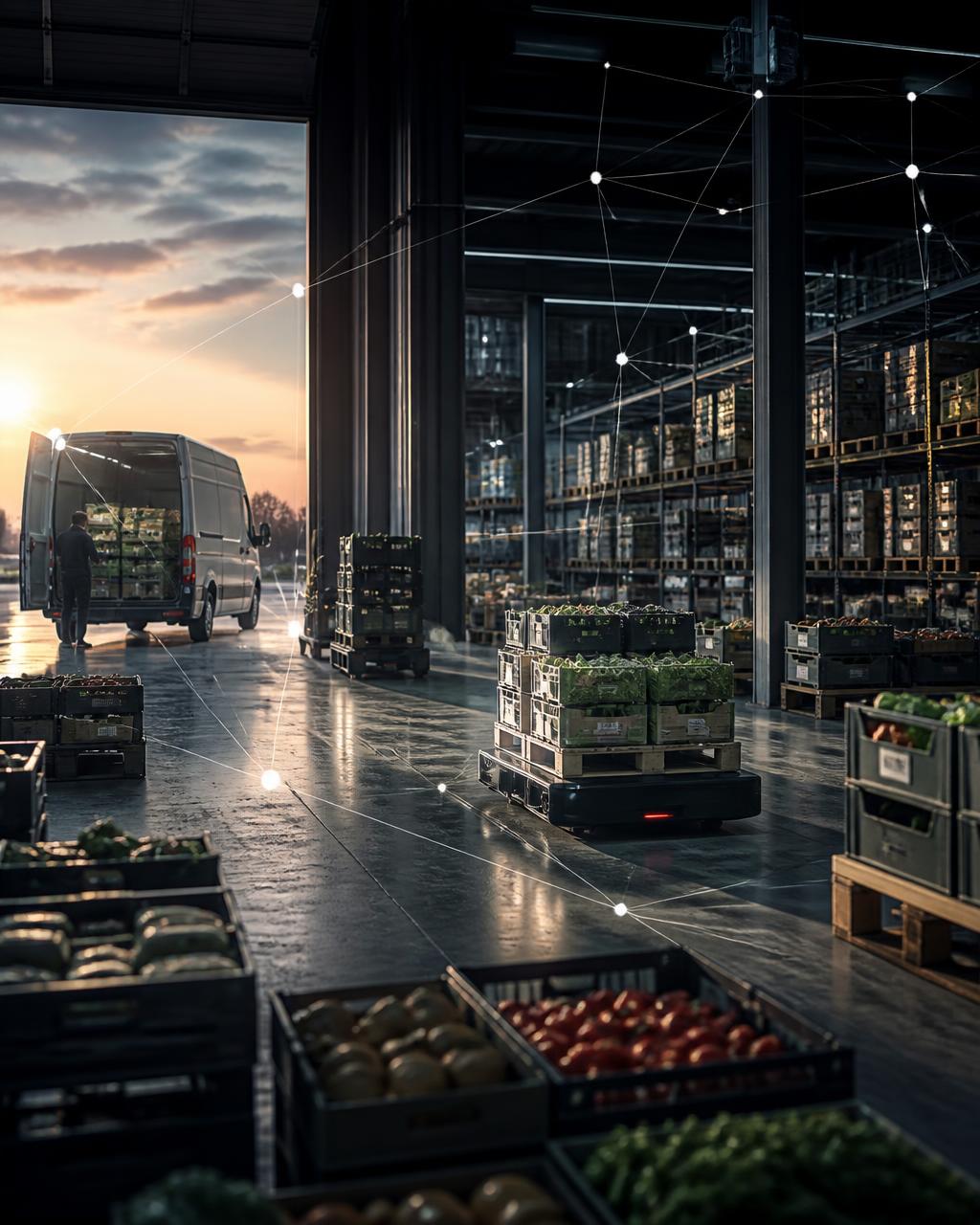 Kolshee coordinated distribution network — warehouse, pallets and dispatch